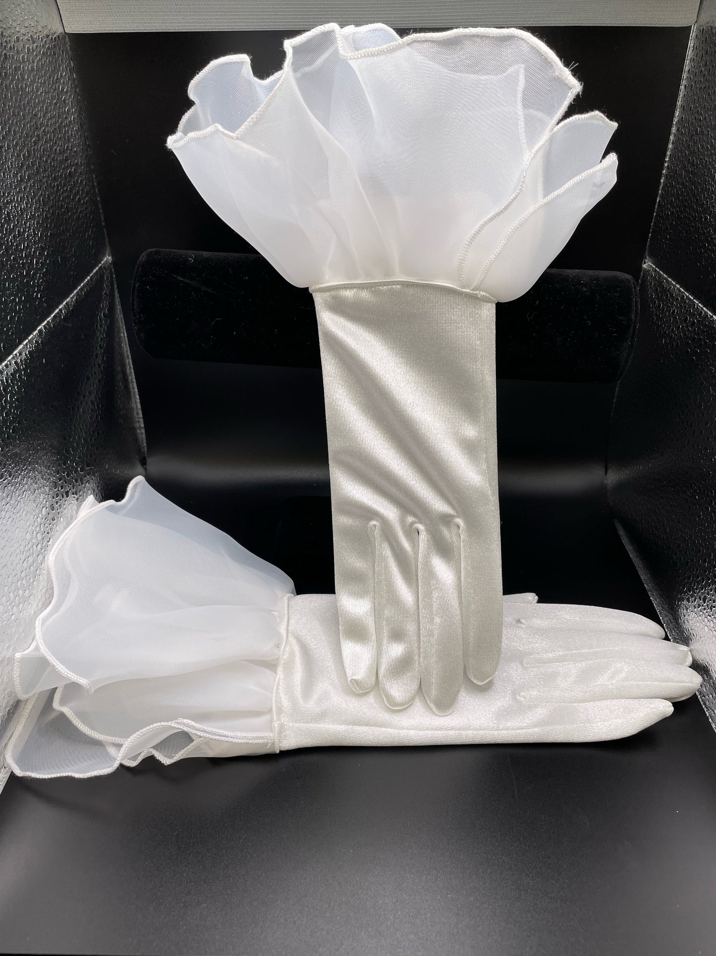 White Silk Wedding Gloves