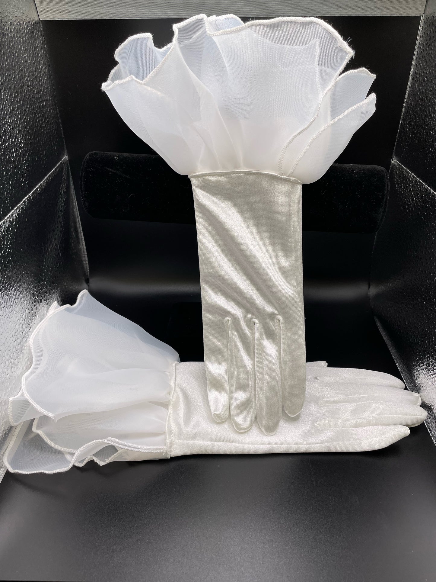 White Silk Wedding Gloves 
