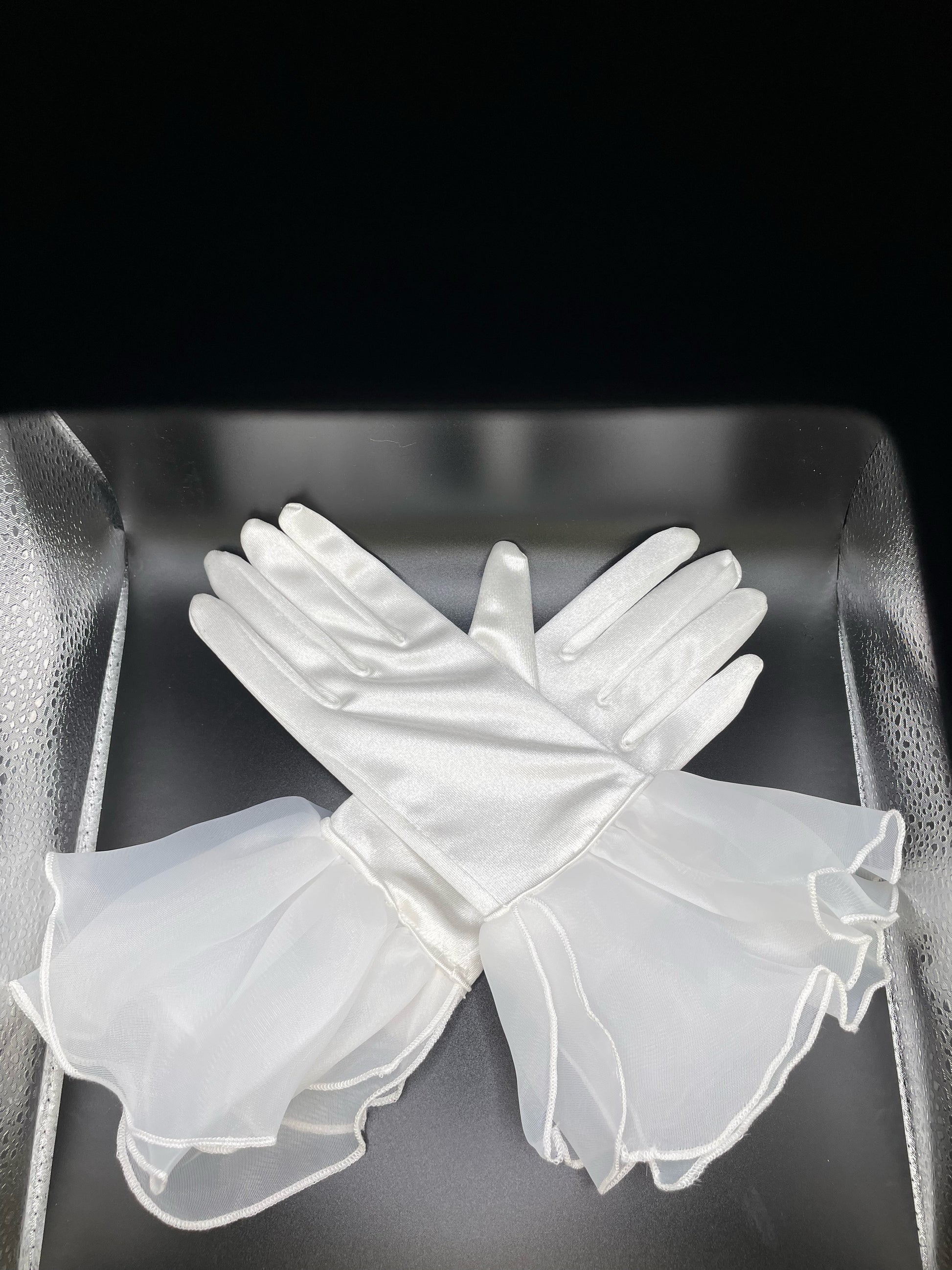 White Silk Wedding Gloves 